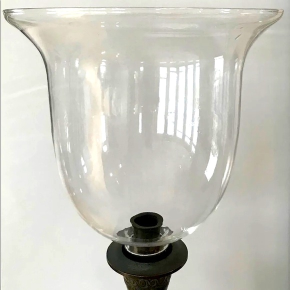 Black & Verdigris Metal Candlesticks use with or without Clear Glass Globes NEW - Picture 3 of 7